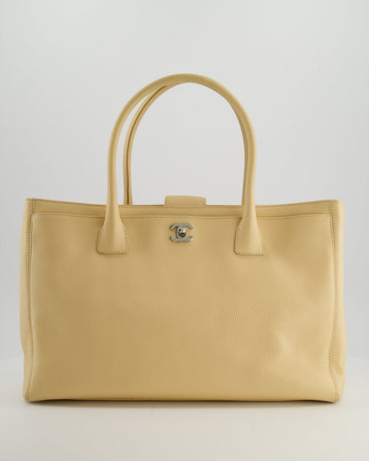 Chanel Vintage Beige Executive Tote Bag in Calfskin Leather with Silver Hardware