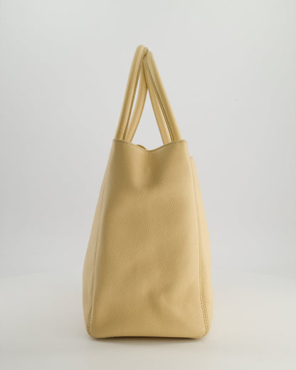 Chanel Vintage Beige Executive Tote Bag in Calfskin Leather with Silver Hardware