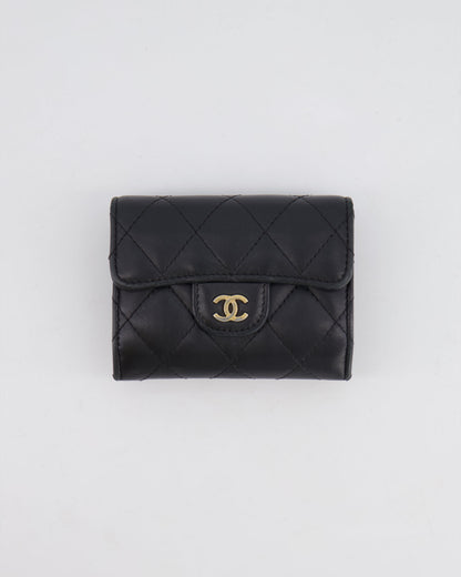 Chanel Black Coin Holder in Lambskin Leather with Champagne Gold CC Logo