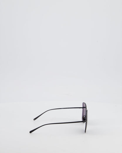 Chanel Black Metal Frame Sunglasses with Logo Detail