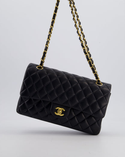 Chanel Black Medium Classic Double Flap Bag in Lambskin Leather with Gold Hardware