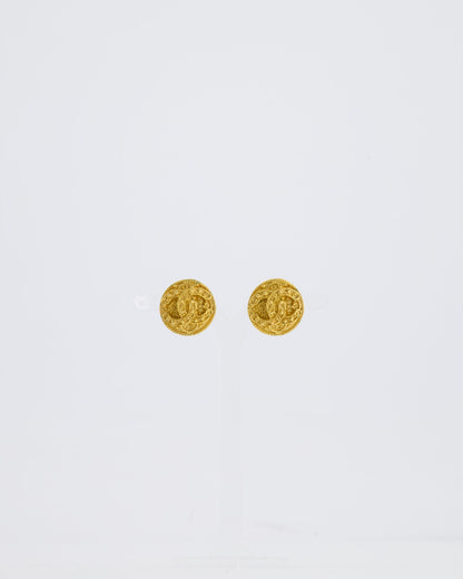 Chanel Coco Mark Vintage CC Textured Clip-On Earrings