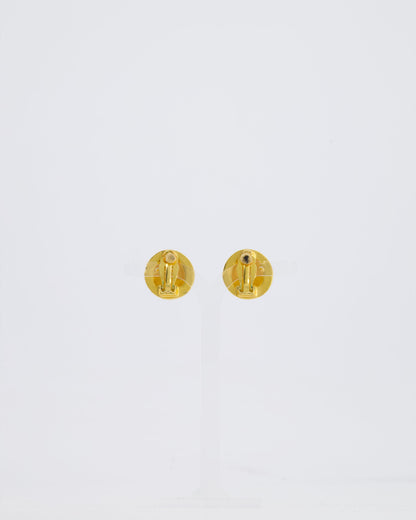 Chanel Coco Mark Vintage CC Textured Clip-On Earrings
