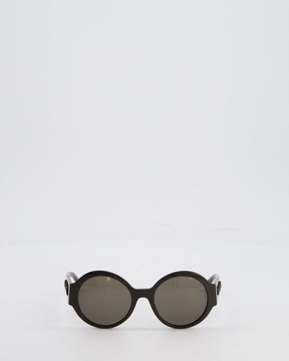Chanel Dark Brown Round Acetate Sunglasses with Logo Arms