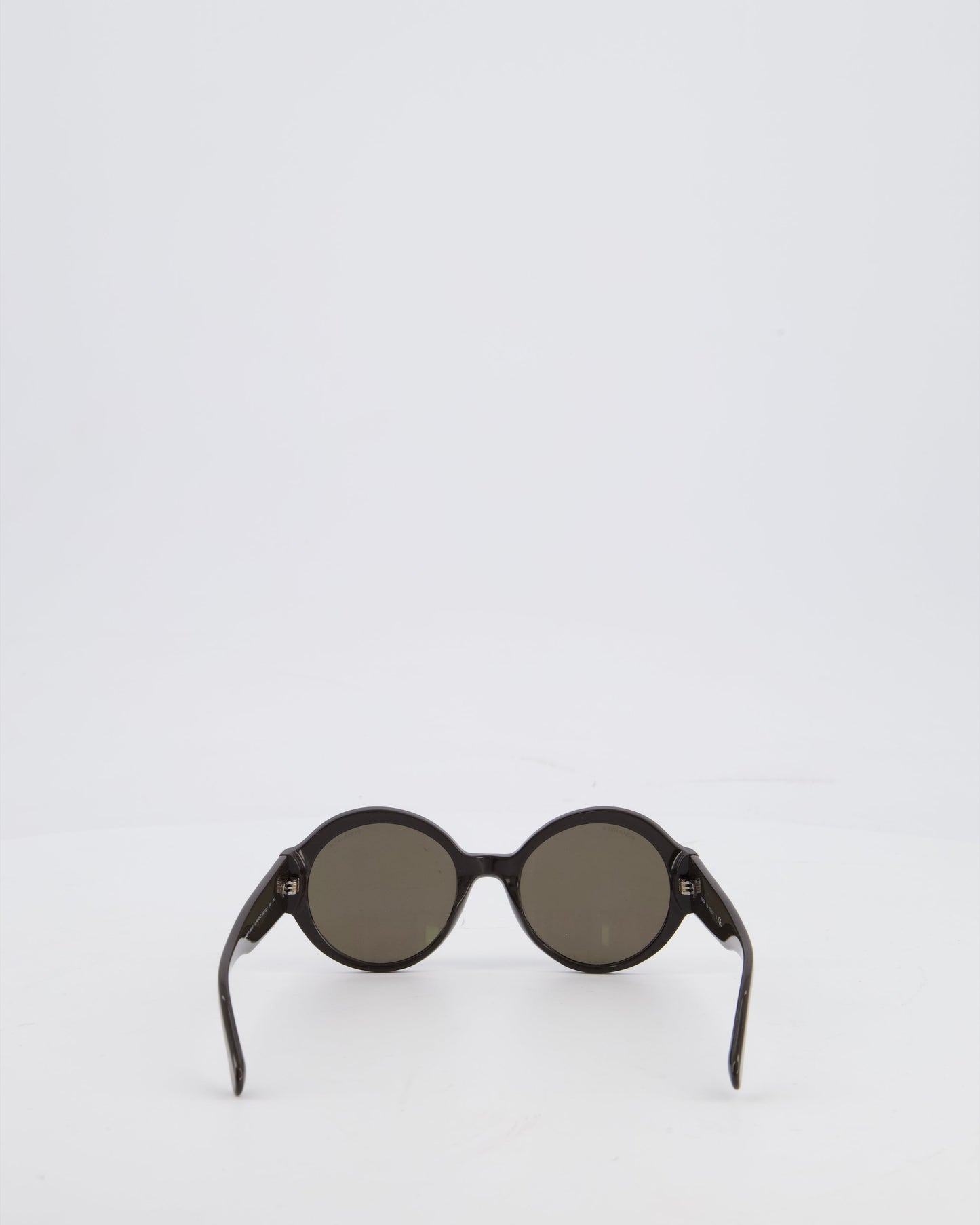 Chanel Dark Brown Round Acetate Sunglasses with Logo Arms