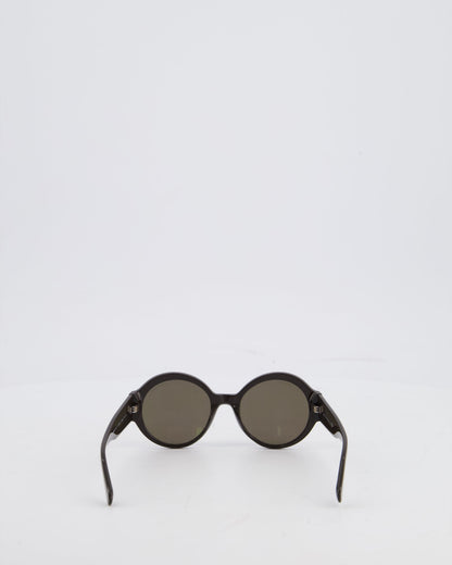 Chanel Dark Brown Round Acetate Sunglasses with Logo Arms