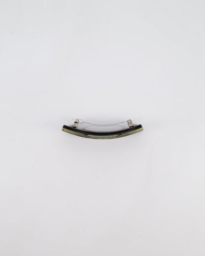 Chanel 16/S Black & White Hair Clip with Logo and Crystals