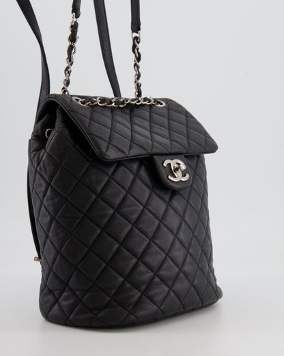 Chanel Black Quilted Lambskin Backpack with Silver Hardware