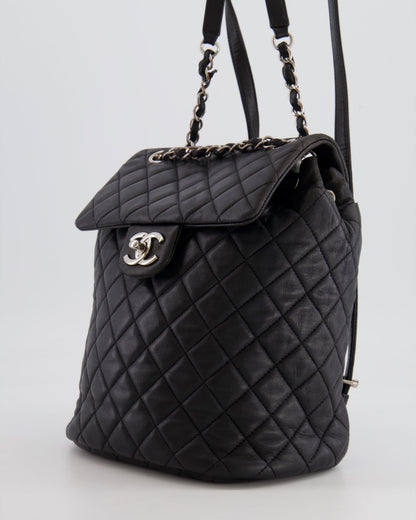 Chanel Black Quilted Lambskin Backpack with Silver Hardware