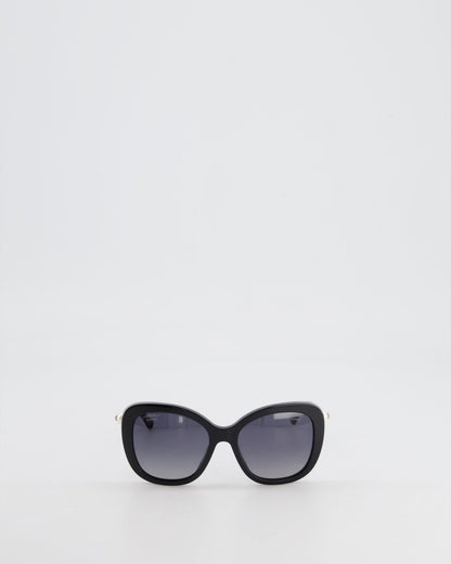 Chanel Black Sunglasses with Pearl CC Logo Detail and Silver Hardware