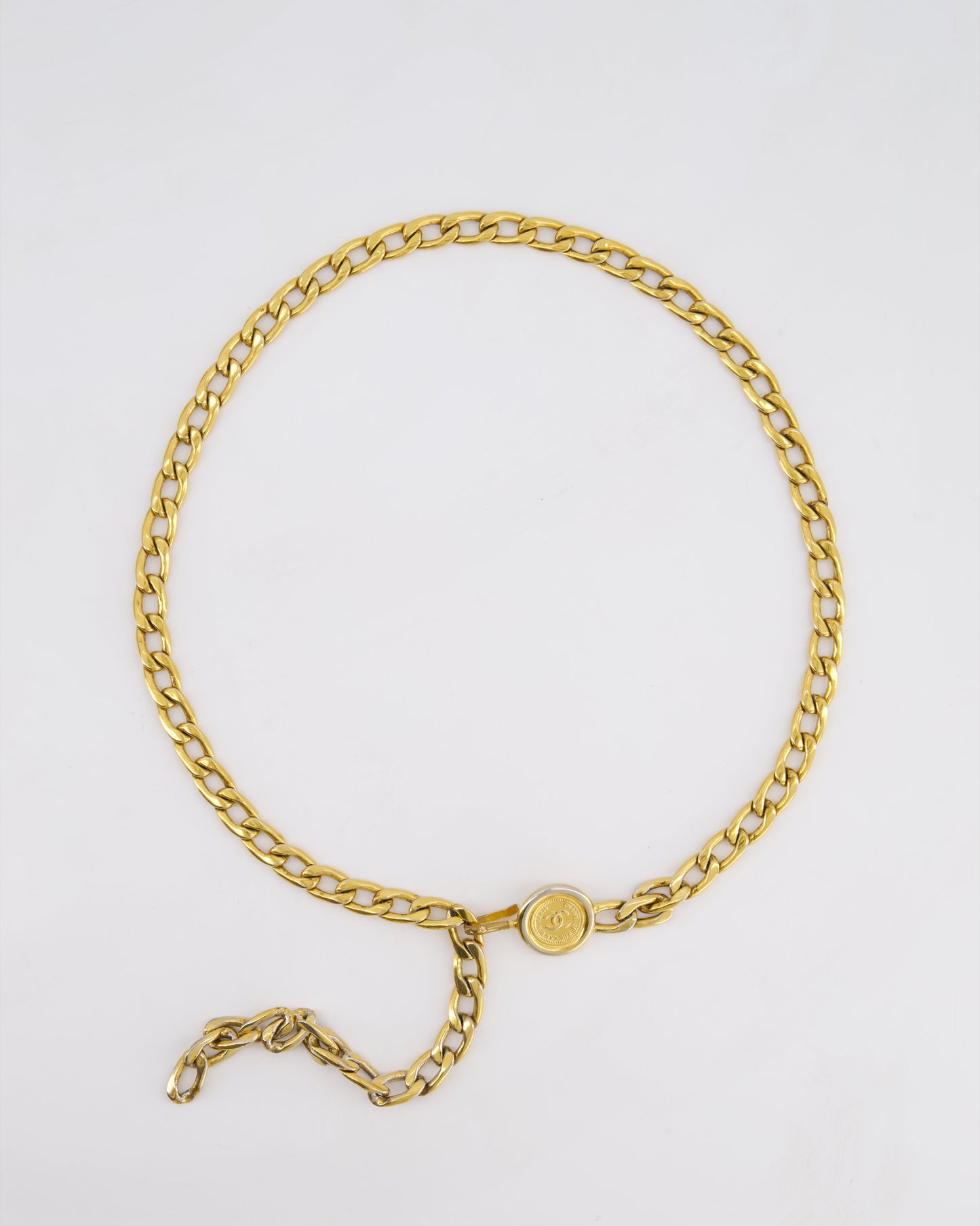 Chanel Vintage Gold Chain Medallion Belt Size 85cm