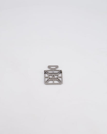 Chanel Silver Perfume Bottle Brooch with Crystals Detail