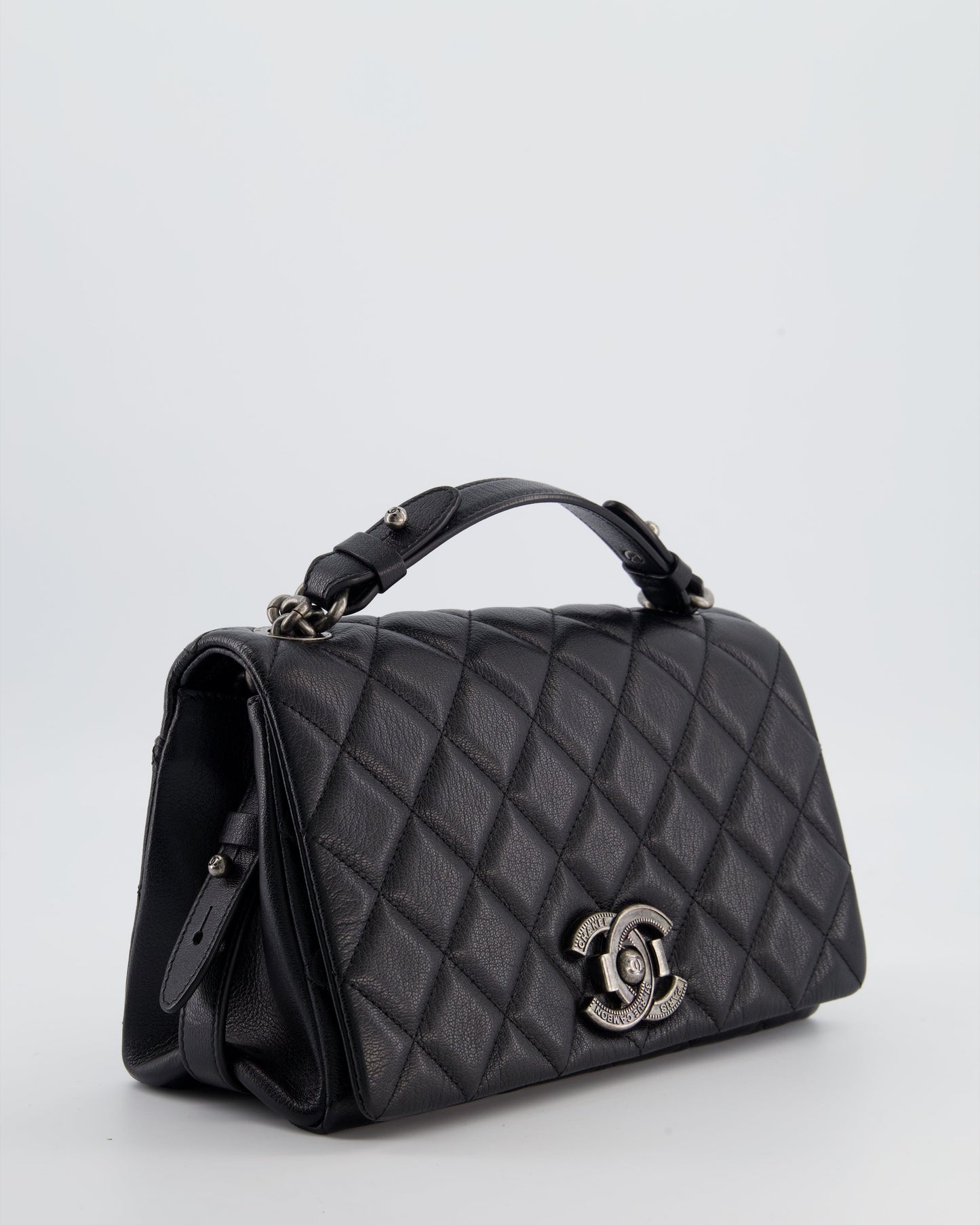 Chanel Black City Rock Bag in Goatskin Leather with Ruthenium Hardware