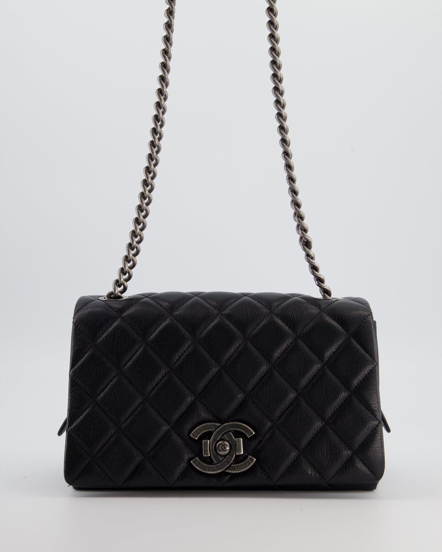 Chanel Black City Rock Bag in Goatskin Leather with Ruthenium Hardware