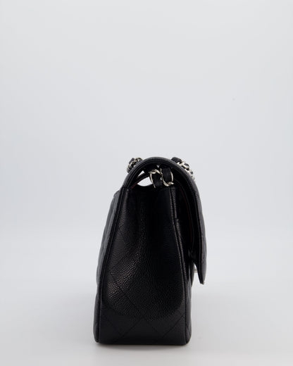 Chanel Black Jumbo Classic Double Flap Bag in Caviar Leather with Silver Hardware