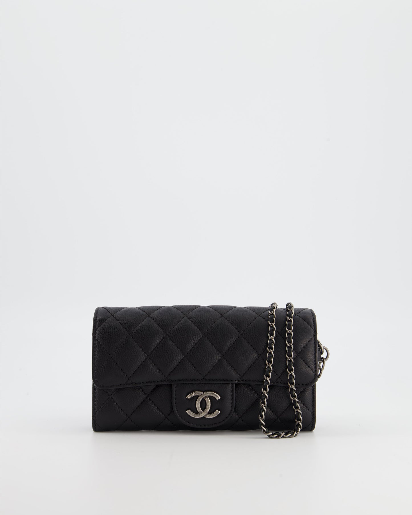Chanel Black Clutch Wallet in Caviar Leather with Ruthenium Hardware