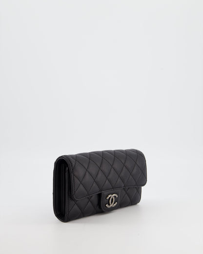 Chanel Black Clutch Wallet in Caviar Leather with Ruthenium Hardware