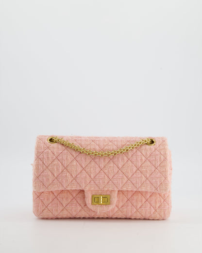 Chanel Pink Tweed Small Reissue 2.55 Double Flap Bag in with Ruthenium Hardware