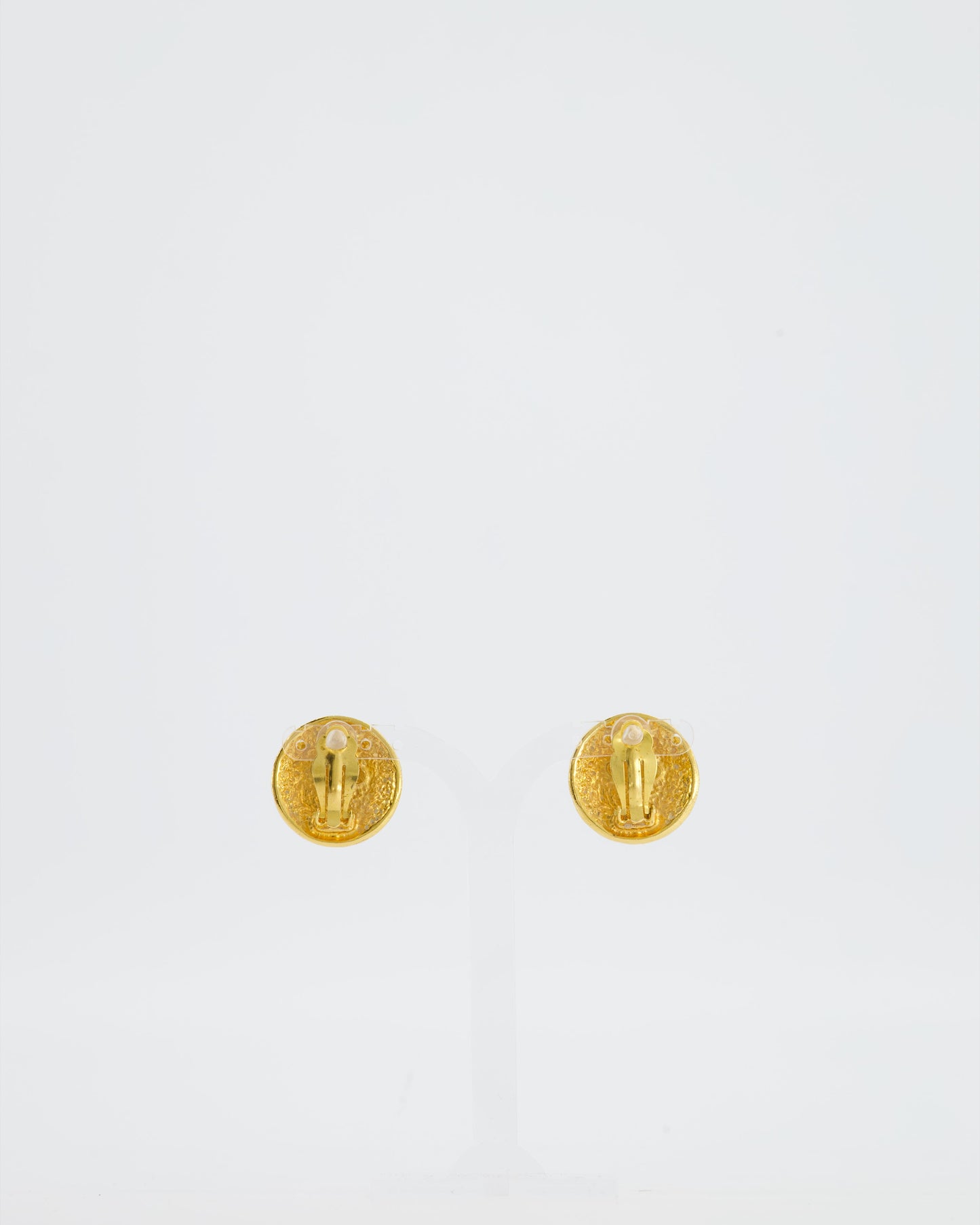 Chanel Vintage Gold and Turquoise Round Clip On Earrings with CC Logo Detail