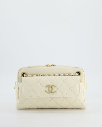 Chanel Camera Bag with Removable Wallet in Ivory Caviar Leather with Champagne Gold Hardware