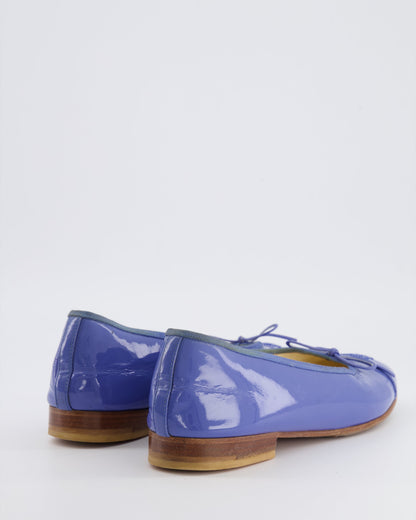 Chanel Blue Patent Leather Ballerina Flats with CC Logo Detail Size EU 40C