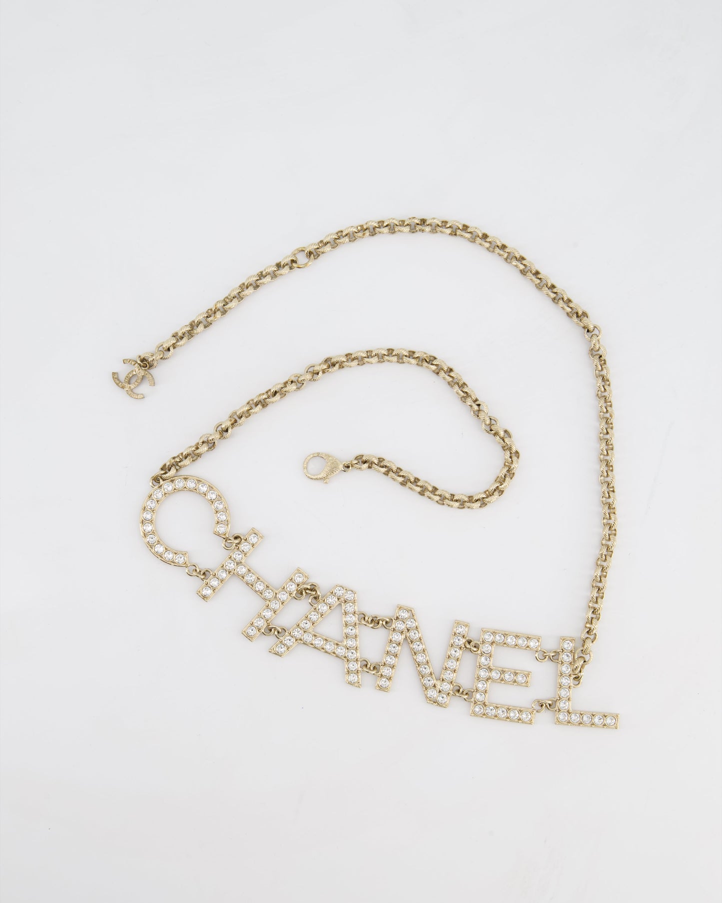 Chanel Chain Graphic Logo with Crystals Details Belt