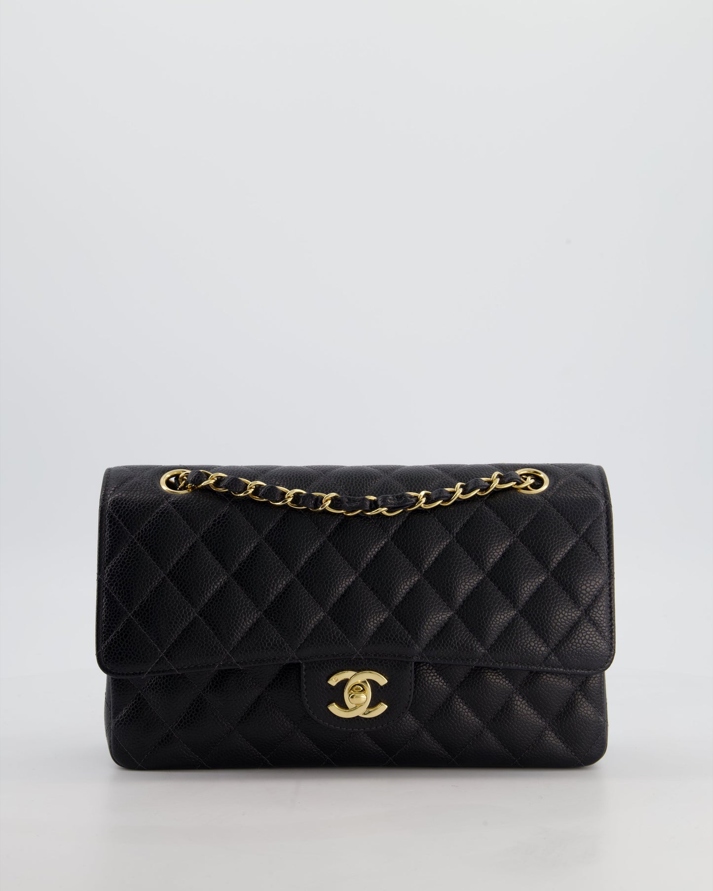 Chanel Vintage Medium Black Classic Double Flap Bag in Caviar Leather with Gold Hardware