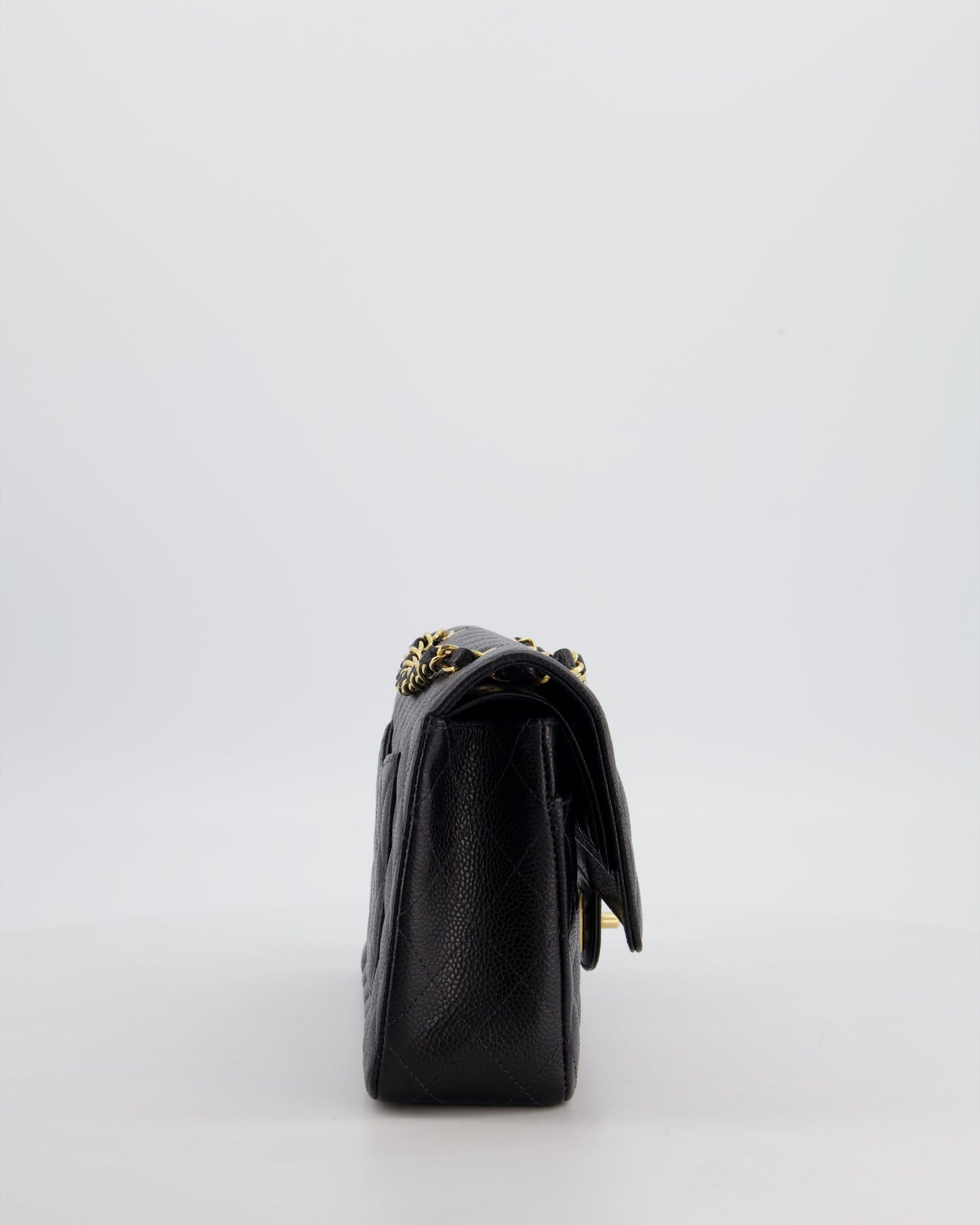 Chanel Vintage Medium Black Classic Double Flap Bag in Caviar Leather with Gold Hardware