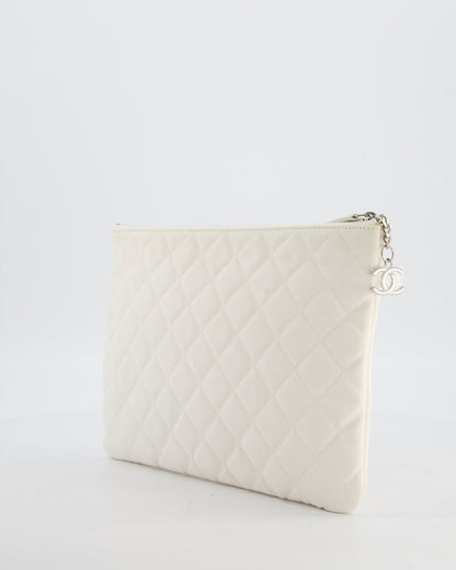 Chanel SS17 Coco Cuba White Pouch in Canvas with CC Logo
