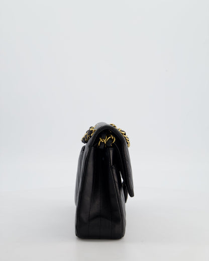 *FIRE PRICE* Chanel Black Chevron Medium Classic Double Flap Bag in Lambskin Leather with Gold Hardware