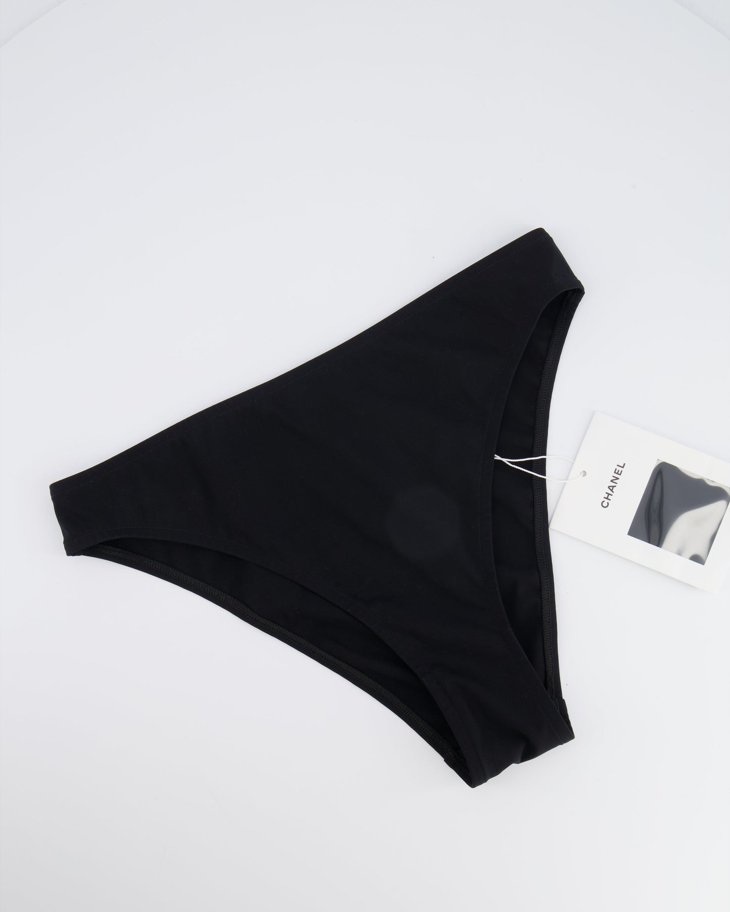 Chanel 2024 Coco Beach Black High Waisted Bikini Bottom with Crystal CC Logo Back Detail Size FR 38 (UK 10)