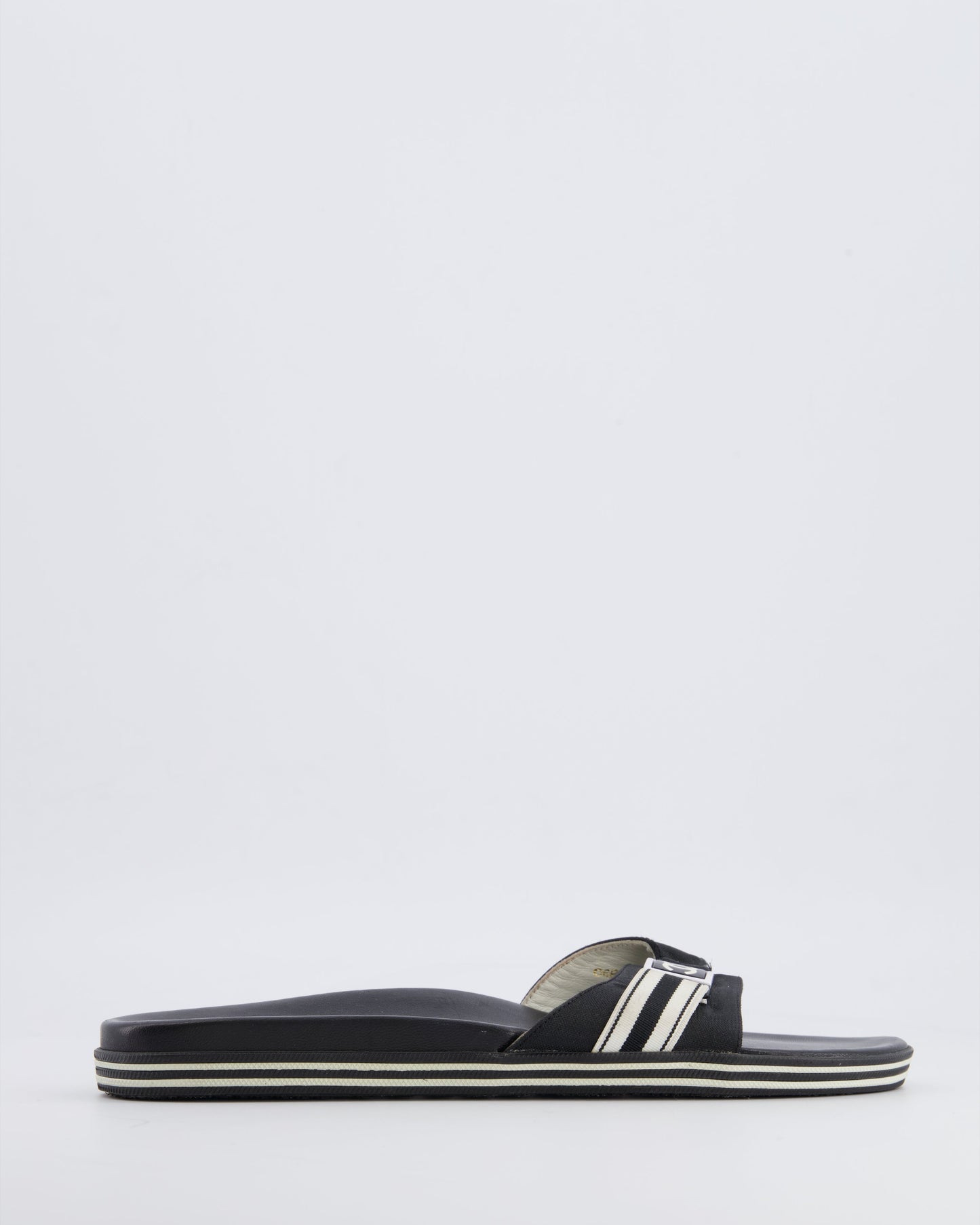 Chanel Spring 2006 Vintage Black Strap Mules with White Logo Detail Size 38