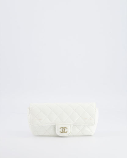 Chanel White Patent Sunglasses Case on Chain Bag with Champagne Gold Hardware