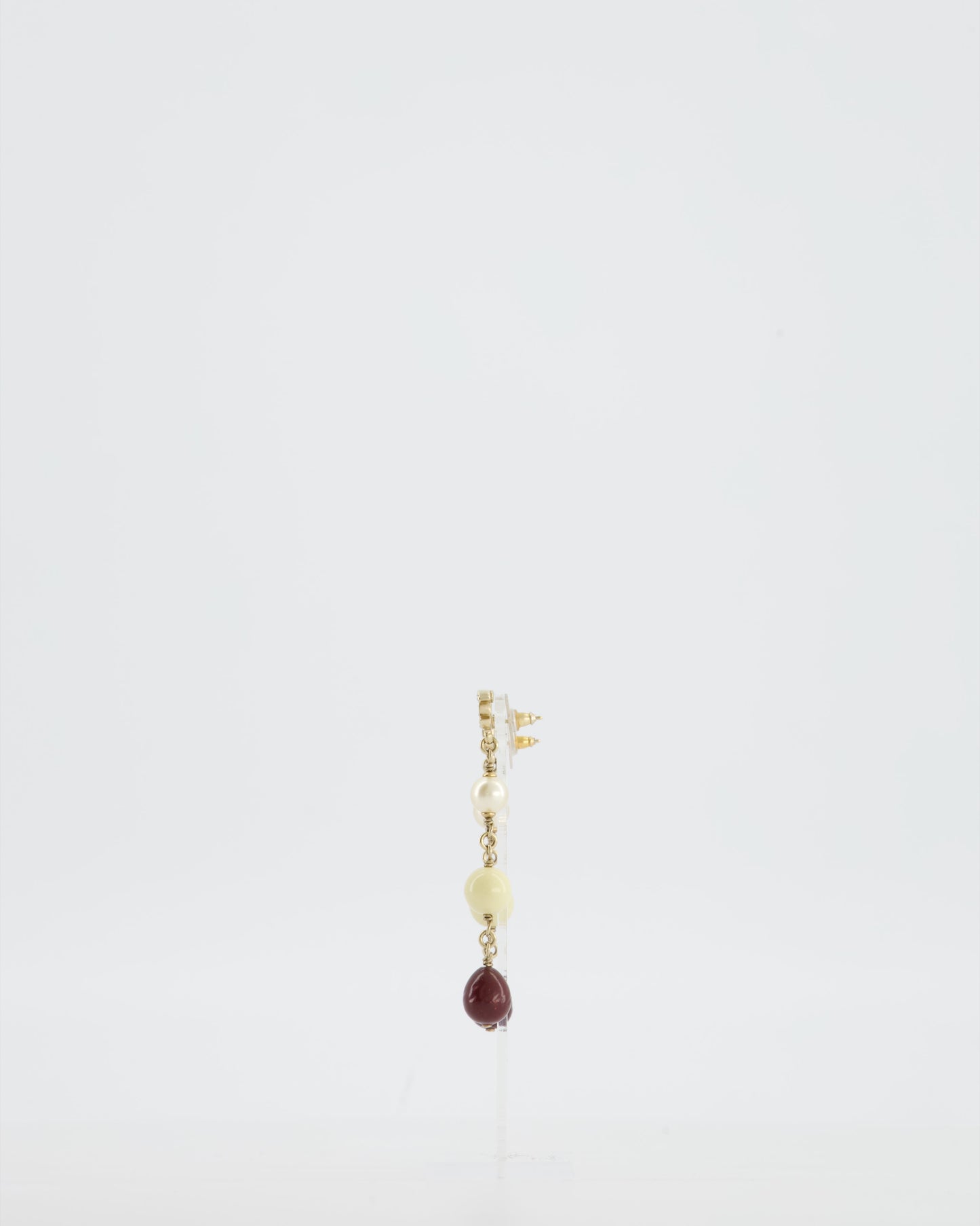 Chanel 2008 Pendant Earrings with Pearls and CC Studs Logo