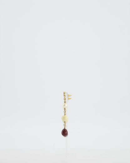 Chanel 2008 Pendant Earrings with Pearls and CC Studs Logo