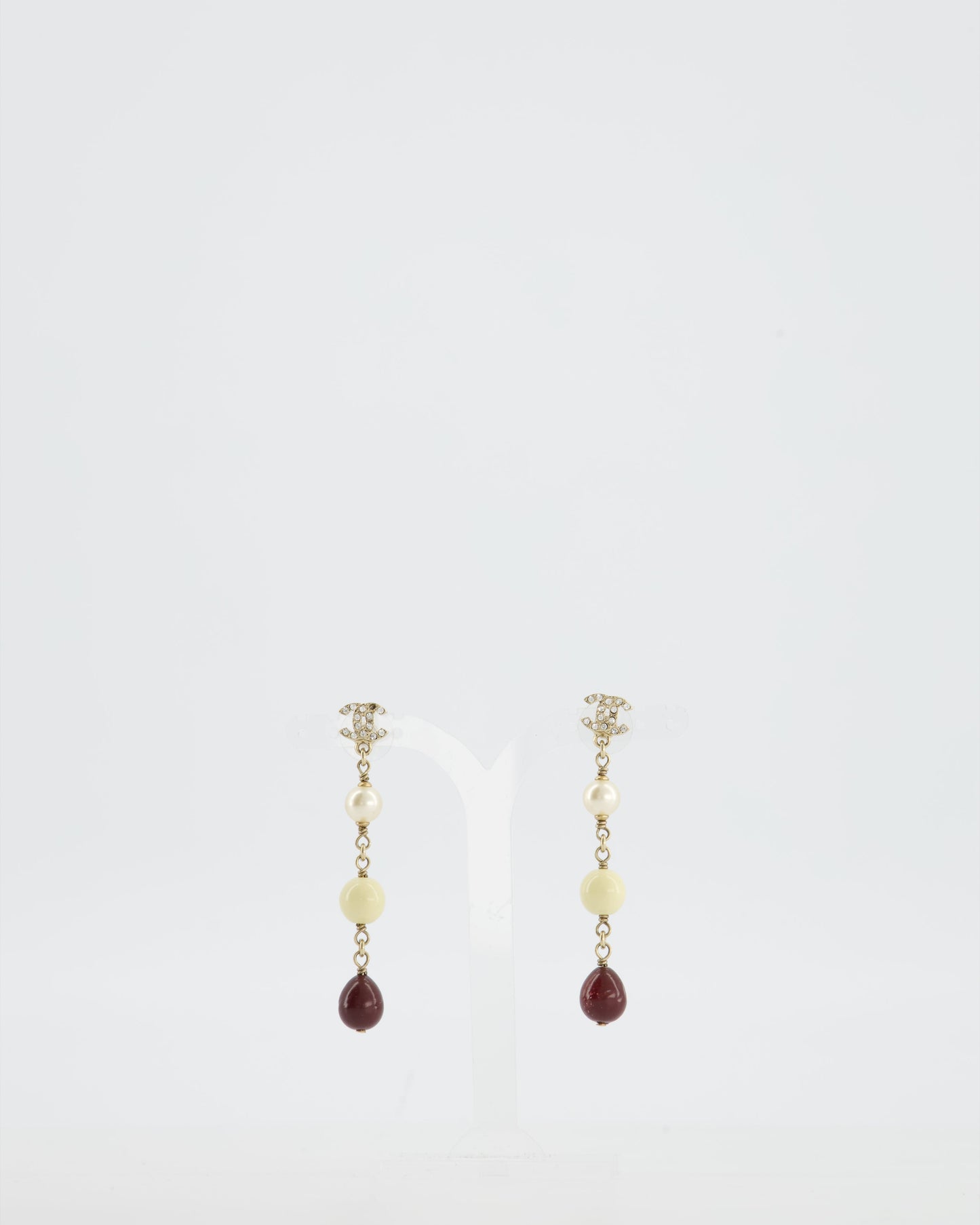 Chanel 2008 Pendant Earrings with Pearls and CC Studs Logo