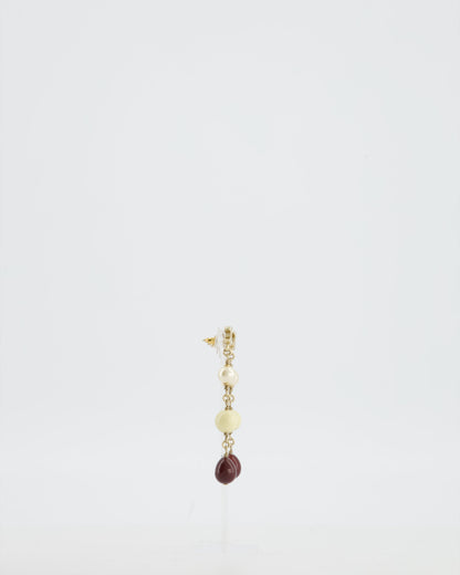 Chanel 2008 Pendant Earrings with Pearls and CC Studs Logo
