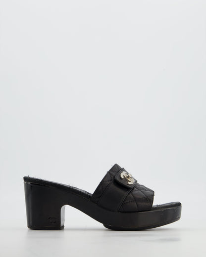 Chanel 2011 Black Quilted CC Turnlock Sandals Size EU 37.5