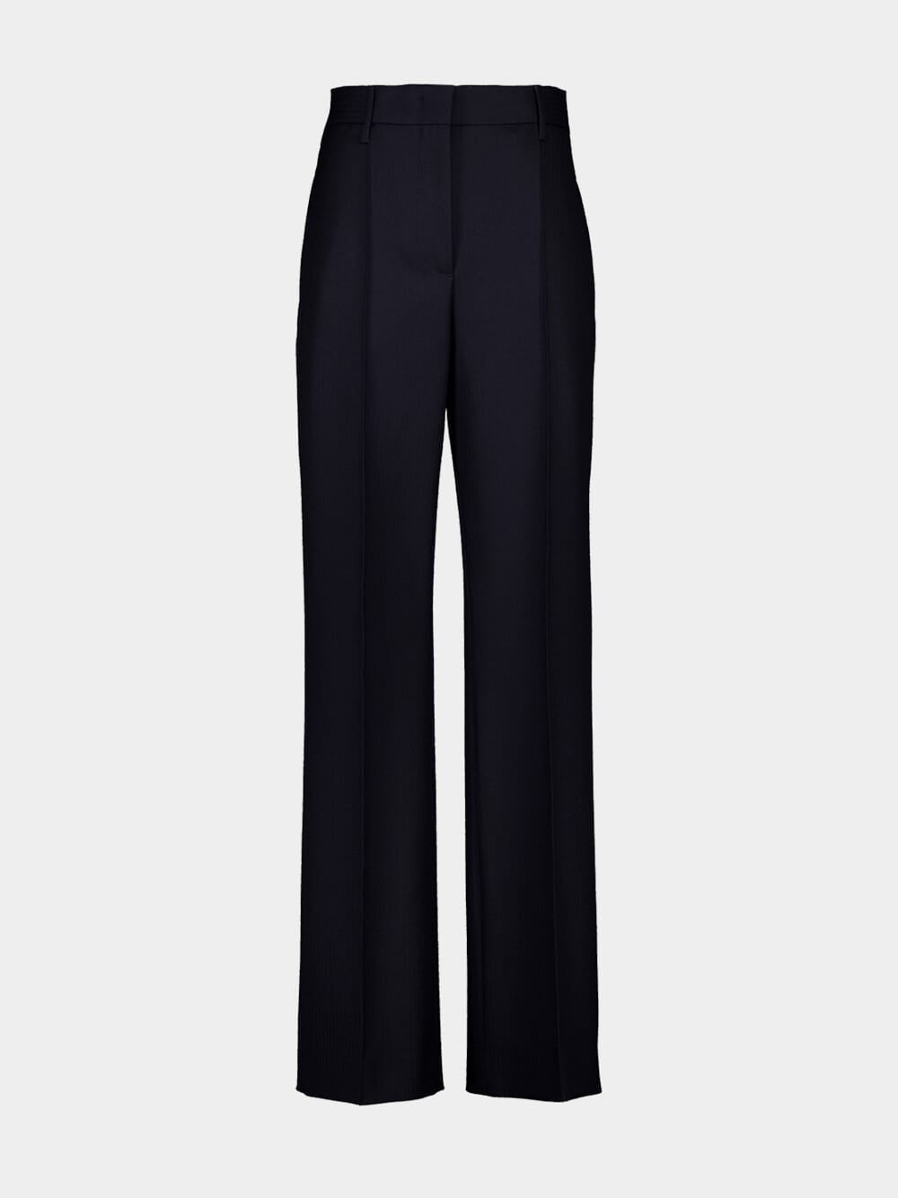 Dark Blue Straight-Leg Virgin Wool Trousers