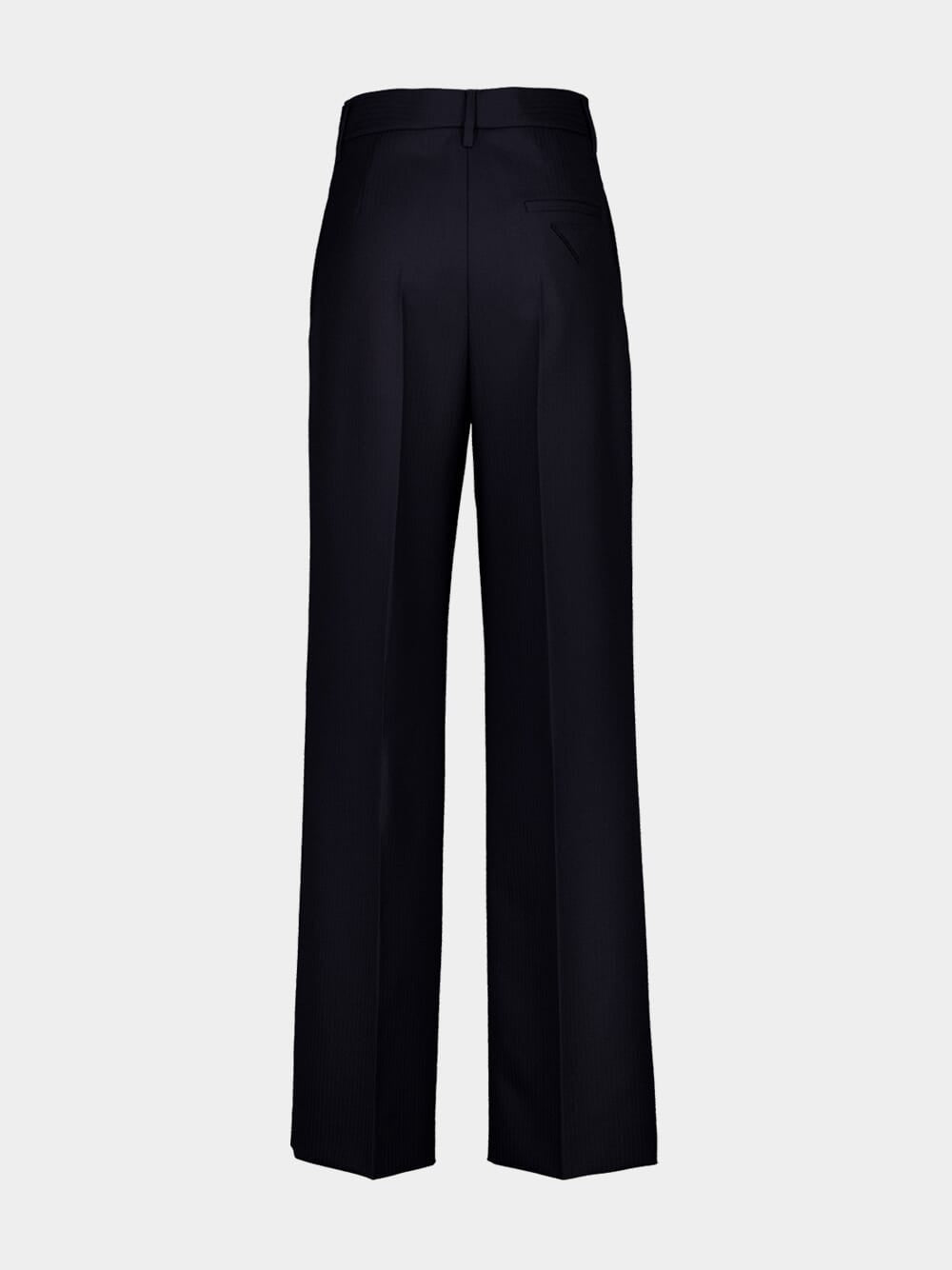 Dark Blue Straight-Leg Virgin Wool Trousers