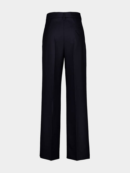 Dark Blue Straight-Leg Virgin Wool Trousers