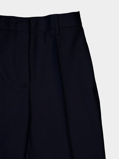 Dark Blue Straight-Leg Virgin Wool Trousers