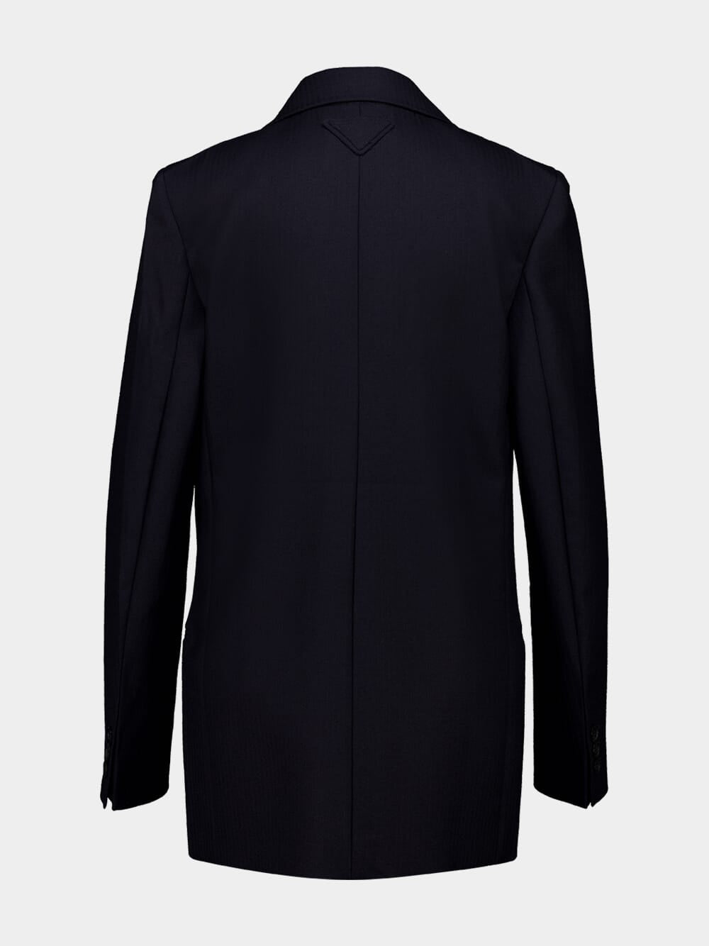 Blue Virgin Wool Single-Breasted Blazer