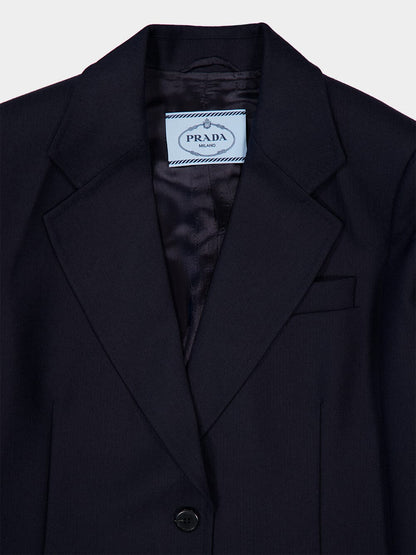 Blue Virgin Wool Single-Breasted Blazer