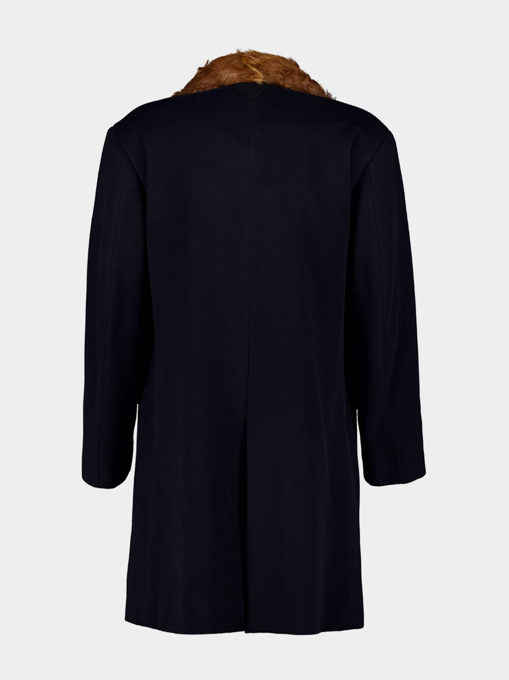 Navy Wool Coat with Shearling Collar