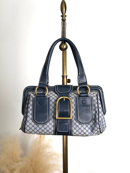 CELINE  Front Buckle Handbag Navy Vintage rk6nfn