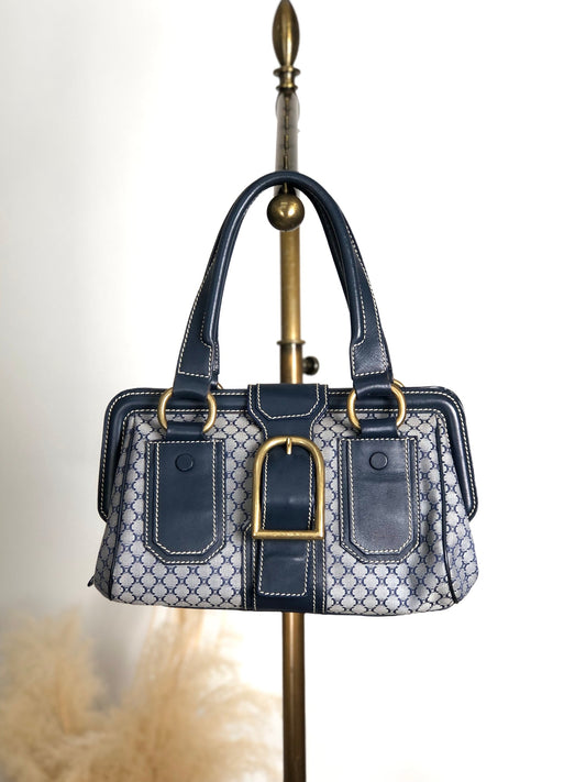 CELINE  Front Buckle Handbag Navy Vintage rk6nfn