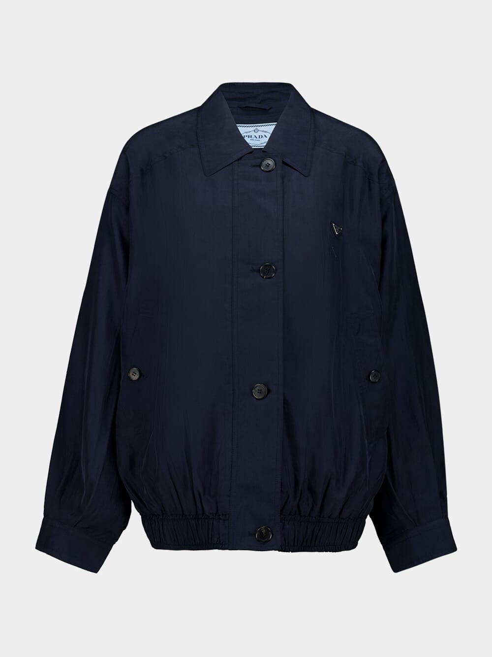 Blue Buttoned Silk Jacket
