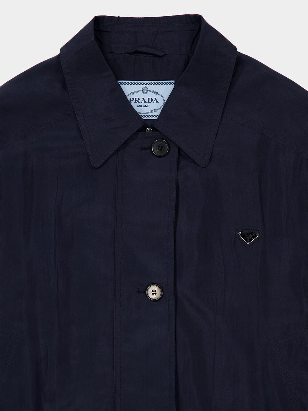 Blue Buttoned Silk Jacket
