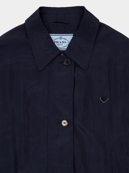 Blue Buttoned Silk Jacket